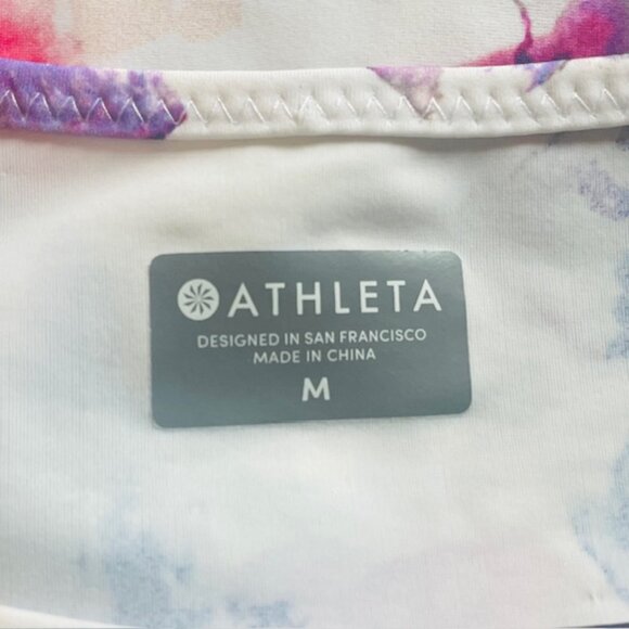 ATHLETA Floral Front-Knot Cropped Long-Sleeve Rash Guard Top - Size Medium - Picture 3 of 5